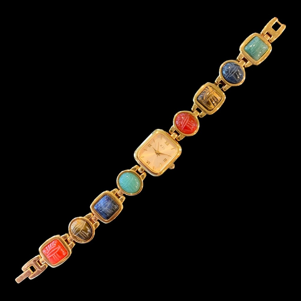 Kenneth Jay Lane Scarab Stone Watch vintage